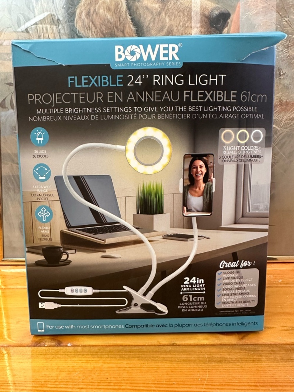 Bower Flexible 24" Ring Light with Phone Holder
